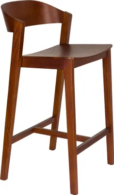 Produktbild von Housecraft Living Wooz Barhocker mit Rückenlehne 65 cm Eichenholz Walnuss Braun