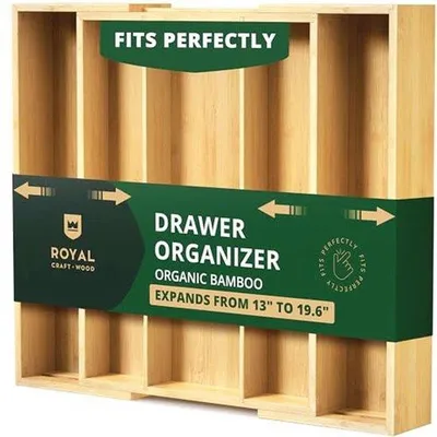 Produktbild von Küchenlade Organizer - Ausziehbarer Besteckorganizer aus Bambus