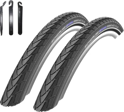 Produktbild von 2 x Schwalbe Marathon Plus Unplattbar 28" Fahrradreifen mit Reflex in Schwarz 25-622 (28 x 1.00) inkl. 3 Reifenheber