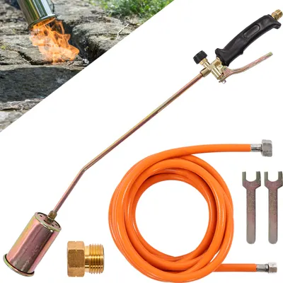 Produktbild von fepro Abflammgerät 58 kW für Unkrautvernichtung, Anzünden, Bitumenschweißen, 850 mm lang, 60 mm Brenner, 4,5 m Schlauch, stufenlos regulierbare Flamme, inkl. 2 Konterschlüssel, 1 Brenneraufsatz, Anschluss W21.8 x 1/14\"L - G3/8\"L für Gasflaschen bis 11 kg.
