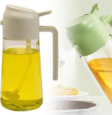 Produktbild von 2 in 1 Ölsprüher für Speiseöl, Öl und Essig Sprühflaschen, Zerstäuber Ölsprüher Essigsprüher Ölspender Sprühflasche, Weiß, 470ml