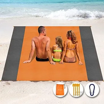 Productafbeelding van Famanu Strandlaken, extra groot, 250x200 cm - waterdicht, zandafstotend, met 4 grondpennen