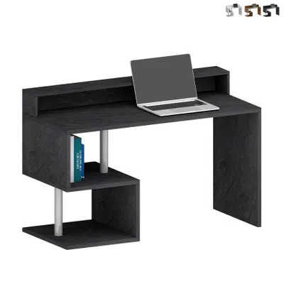 Immagine prodotto di Scrivania da ufficio moderna ed elegante con ripiano aggiuntivo 140x60x92,5 cm Esse 2 Plus - Nero