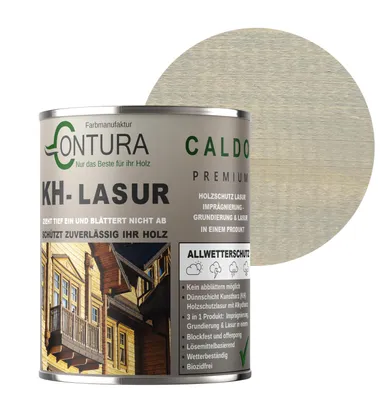 Produktbild von Contura KH Lasur 2,5Liter 3in1 Holzlasur Holzschutzlasur UV- Holzschutz Holzöl Dünnschichtlasur - R07001 Silbergrau