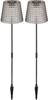 Produktbild von 2er Set LED Solarlampe, Erdspieß, Kunststoff rauch, H 60 cm