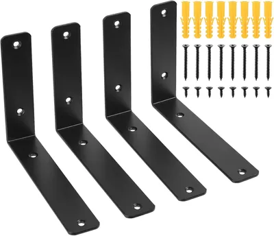 Produktbild von Regalträger 4 Stück, Schwarz, L-förmige Halterung, 200 x 150 mm, Für Schwimmende Regale