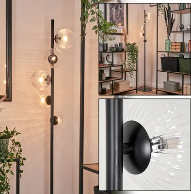 Produktbild von Garaguso Stehlampe aus Metall/Riffelglas in Schwarz/Klar