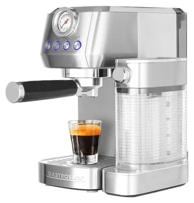 Produktbild von Gastroback Piccolo Pro M, Espressomaschine, 1,3 l, Kaffeepad, Gemahlener Kaffee, 1350 W, Schwarz, Edelstahl
