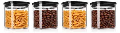 Zdjęcie produktu dla Zestaw 4 szklanych pojemników Arendo o pojemności 800 ml każdy, z szklanymi pokrywkami, szczelnych dzięki uszczelce silikonowej, kwadratowych, wykonanych z borokrzemianu, odpornych w temperaturach od -40 do 400 °C, przezroczystych