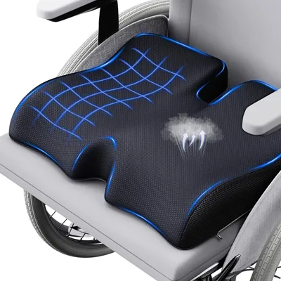 Productafbeelding van Ergonomisch zitkussen voor heup, stuit, onderrug en ischias; zitkussen van traagschuim, geschikt voor rolstoelen, autostoelen, gamingstoelen en auto's.
