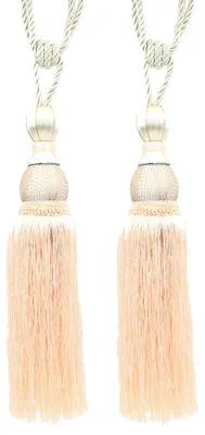 Vorhanghalter mit Quasten, 2er-Set, handgewebt, beige