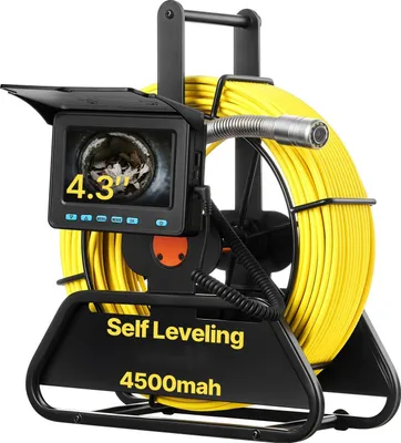 Immagine prodotto di Telecamera per fognature - Telecamera per l'ispezione di tubi - Lunghezza 30 m - Autolivellante - Display HD 10,9 cm - Impermeabile IP68 - Illuminazione LED 12x - Scheda di memoria 16 GB