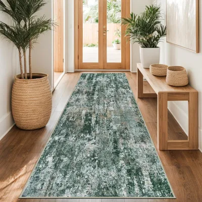 Image de Abstraction Loper, 80 x 300 cm, vert, lavable