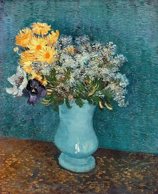 Produktbild von Legendarte - Kunstdruck auf Leinwand - Blumen in Blauer Vase Vincent Van Gogh - Wanddeko, Canvas cm. 60x80