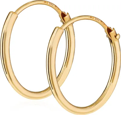 Produktbild von Paar 585 Echt Gold Herren Creole Ohrring Ohrschmuck Ohrhänger 15mm 1747
