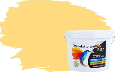 Produktbild von RyFo Colors Bunte Wandfarbe Manufakturweiß Butterblume 3l - weitere Gelb Farbtöne und Größen erhältlich, Deckkraft Klasse 1, Nassabrieb Klasse 1