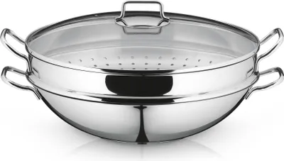 Produktbild von WMF 0792566040, Wok-/Bratpfanne, Edelstahl, Edelstahl, Glas, Keramik, Gas, Halogen, Induktion, Versiegelte Platte, Deutschland