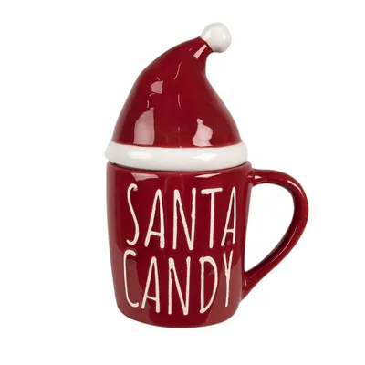 Image de Clayre & Eef Tasse Bonnet de Noël 300 ml Rouge Céramique