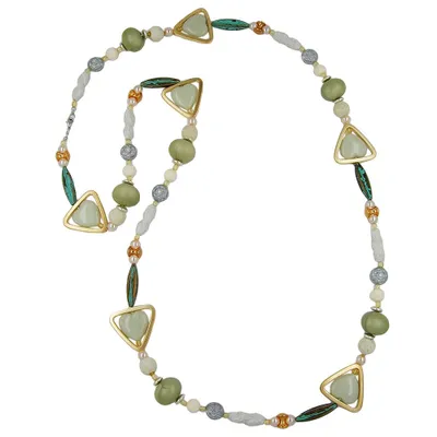 Produktbild von Kette khaki-mint-patina bicolor grün 110 cm