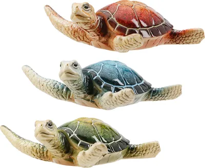 Image de Gilde Figur, Schildkröte, "Laureen", Poly, blau, grün, rot, L. 9.5 cm, B. 10 cm, H. 3 cm 55399 4063387553992 3 Stück (3-fach sortiert)