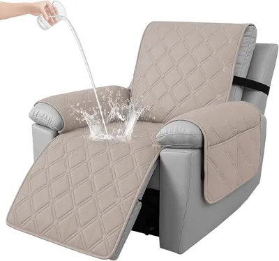 Imagen del producto de Funda para sillón, impermeable, antideslizante, con banda elástica, color caqui, ideal para salones y salas de estar