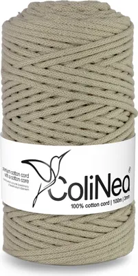 Immagine prodotto di ColiNea, cordoncino in cotone con anima in cotone, intrecciato, 3 mm, 100 m, beige chiaro