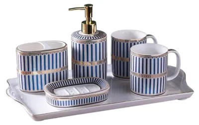 Immagine prodotto di Set di accessori da bagno in Vetroceramica, composto da 5 pezzi