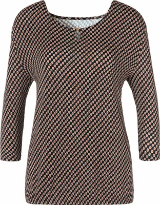 Produktbild von VIVANCE 3/4-Arm-Shirt mit Zierknopf am Ausschnitt schwarz Größe 48/50