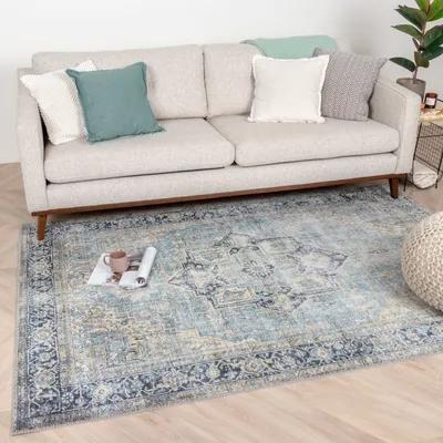 Produktbild von Volero - Teppich Vintage - Lugan Hellblau - 140x200 cm - Wohnzimmer, Esszimmer, Schlafzimmer - Klassik, Industrielle, Modern, Orientalisch