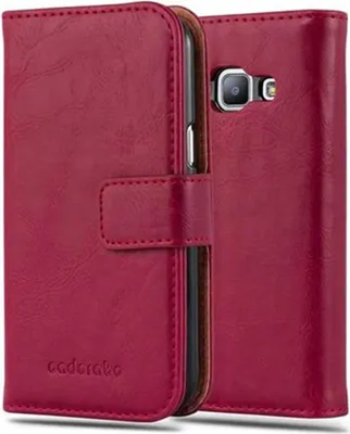 Produktbild von Cadorabo Hülle für Samsung Galaxy J1 2015 Schutzhülle in Rot Handyhülle Book Tasche Case Etui Luxury