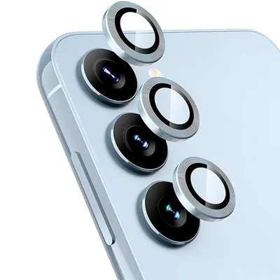 Immagine prodotto di Per Samsung Galaxy A15 Fotocamera ad anello in alluminio + H9 Vetro duro temperato Blu