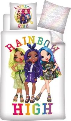 Produktbild von Rainbow High Kinderbettwäsche Set – 140x200 cm Bettbezug & 63x63 cm Kissenbezug
