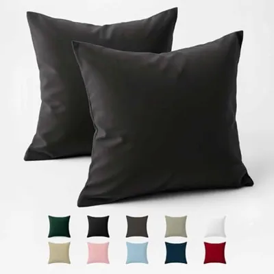 Productafbeelding van PromoHome® Kussenhoezen set van 2 - 65x65 cm - Gemaakt van duurzame katoen - Zwart