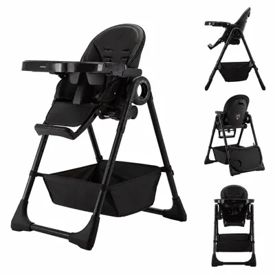Produktbild von Adamex Hochstuhl Baby Klappbar Schwarz YUNO mit Verstellbarer Rückenlehne & Abnehmbarem Tablett