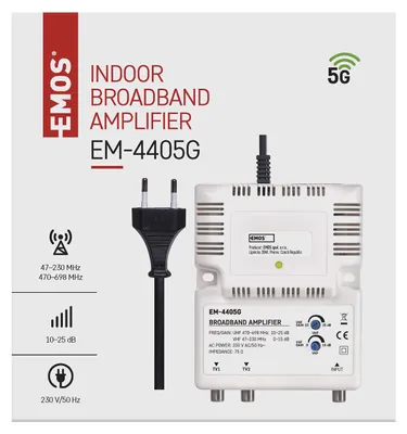 Produktbild von EMOS Breitband-Verstärker 25 dB (Frequenzbereich 47–230 MHz, 470–698 MHz) für DV