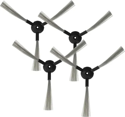 Produktbild von vhbw 4x Seitenbürste kompatibel mit Indream 9300, 9200, 9700, 9300XR, ZX810 Saugroboter - Reinigungsbürsten Set, schwarz / grau, 3-armig