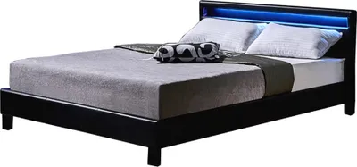 Produktbild von HOME DELUXE - LED Bett Astro - Schwarz, 140 x 200 cm - Inkl. Lattenrost I Polsterbett Design Bett inkl. Beleuchtung