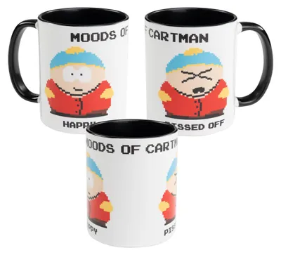Produktbild von South Park Tasse - Moods of Cartman Kaffeetasse Becher Kaffeebecher aus Keramik Weiß/Schwarz 320 ml