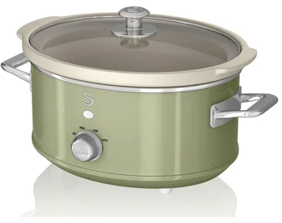 Slow Cooker 3,5 l, Keramiktopf, antihaftbeschichtet, grün, 200 W