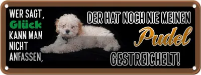 Produktbild von vianmo Blechschild 10x27 cm Pudel Hund gestreichelt Tier Haustier