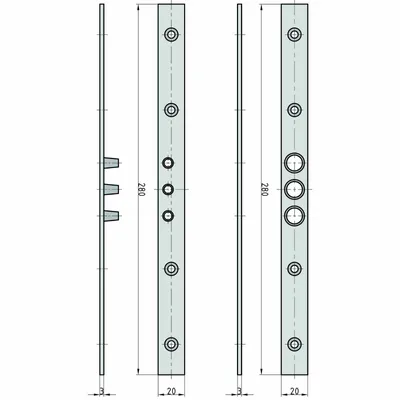 Produktbild von BASI - Bändersicherung - BS 280 - mit 3 Zapfen und Schrauben - 280x20 mm - verzinkt - 9552-0000