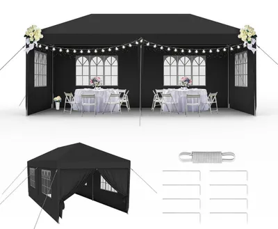 Image de Pavillon de jardin 3x6 mètres, anthracite, étanche, avec fenêtres et 6 panneaux latéraux