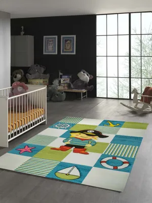 Produktbild von Kinderteppich Pirat Design mit Konturenschnitt Größe - 80 x 150 cm