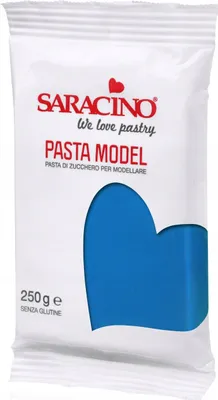 Produktbild von Saracino Modellierpaste Blau 250g - Pasta Model Blue - Zuckerpaste für Figuren & Tortendeko - Glutenfrei - Mit Kakaobutter -  Italy