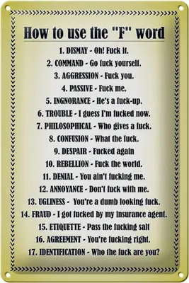 Produktbild von Blechschild Spruch 20x30cm How to use the F word