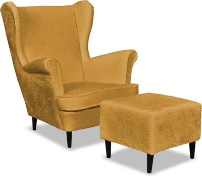 Produktbild von Family Meble Ohrensessel mit Hocker Bella Relaxsessel Skandinavisch Velours Bequemer Sessel Loungesessel Fernsehsessel Wohnzimmer Schlafzimmer (An 11)