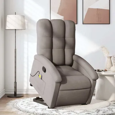 Produktbild von Cloris DesignMöbel Massagesessel mit Aufstehhilfe Taupe Stoff , Klassische Sessel 2024 Neu