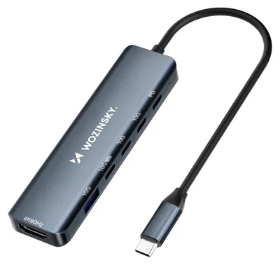 Zdjęcie produktu dla Wozinsky WHBC10Y4S, USB Type-C, HDMI, USB 3.2 Gen 2 (3.1 Gen 2) Type-A, USB 3.2 Gen 2 (3.1 Gen 2) Type-C, 10000 Mbit/s, Szary, Aluminium, 100 W