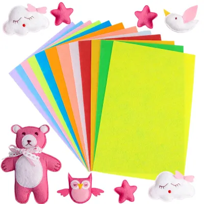 Bastelfilz 12 Farben 20x30 cm selbstklebend Filzplatten DIY