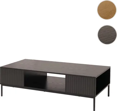 Produktbild von TV-Rack HWC-O39, TV-Board Fernsehtisch Lowboard TV-Schrank Ablage Fächer, Melamin MDF 39x120x60cm  Holzoptik schwarz